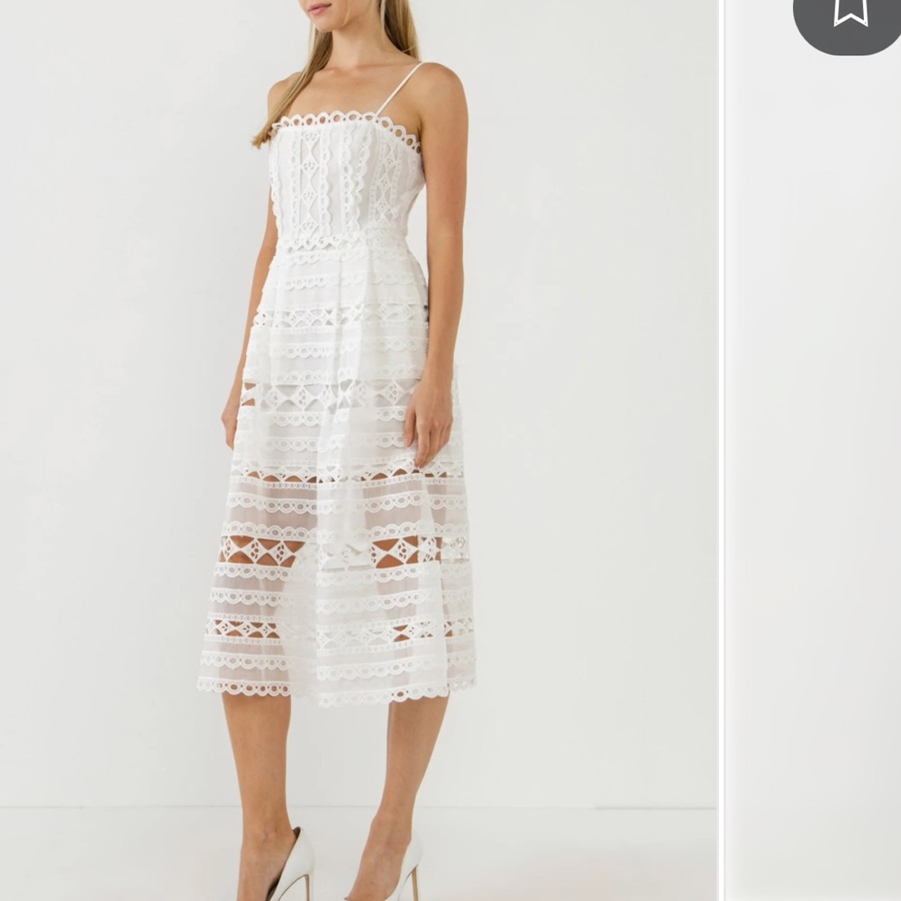 Endless Rose Combination Lace Spaghetti Strap Midi